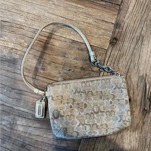 Coach Beige Signature Wristlet